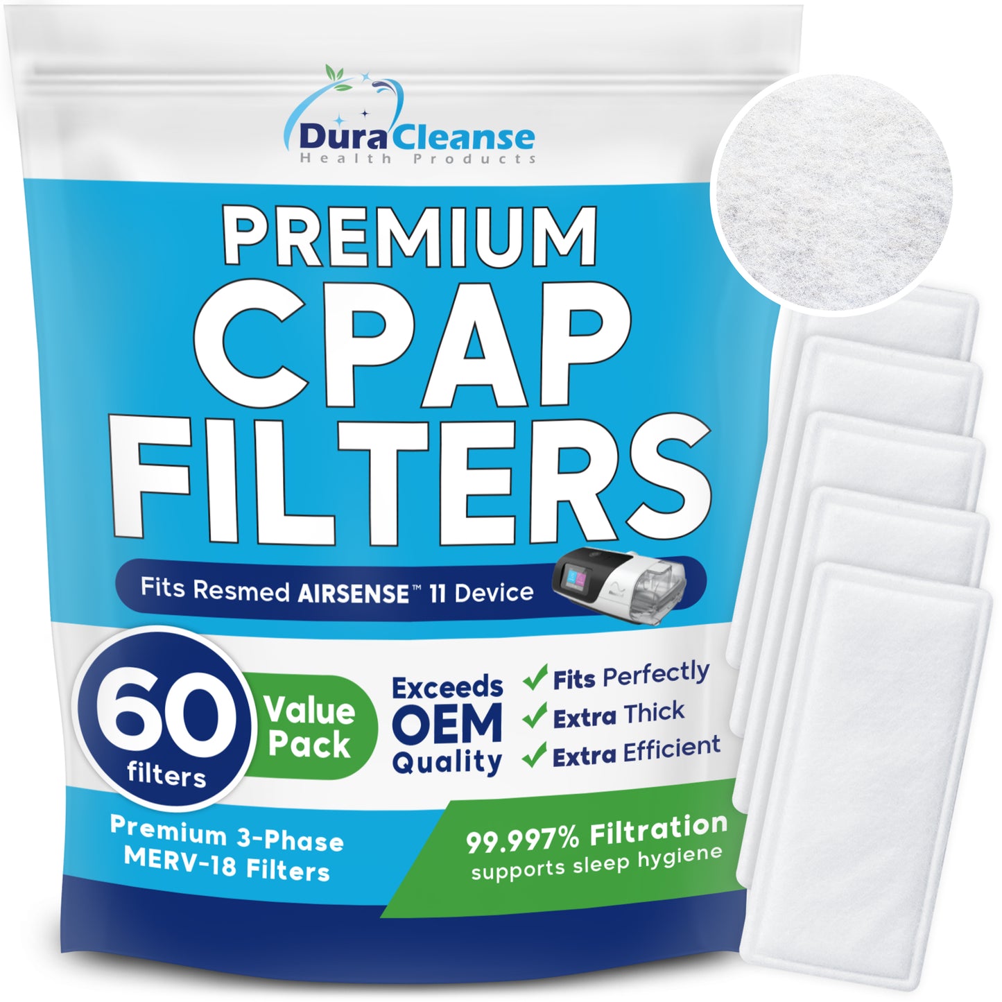 CPAP Filters - MERV 18 Ultra-Filtration - 60-Pack AirSense 11