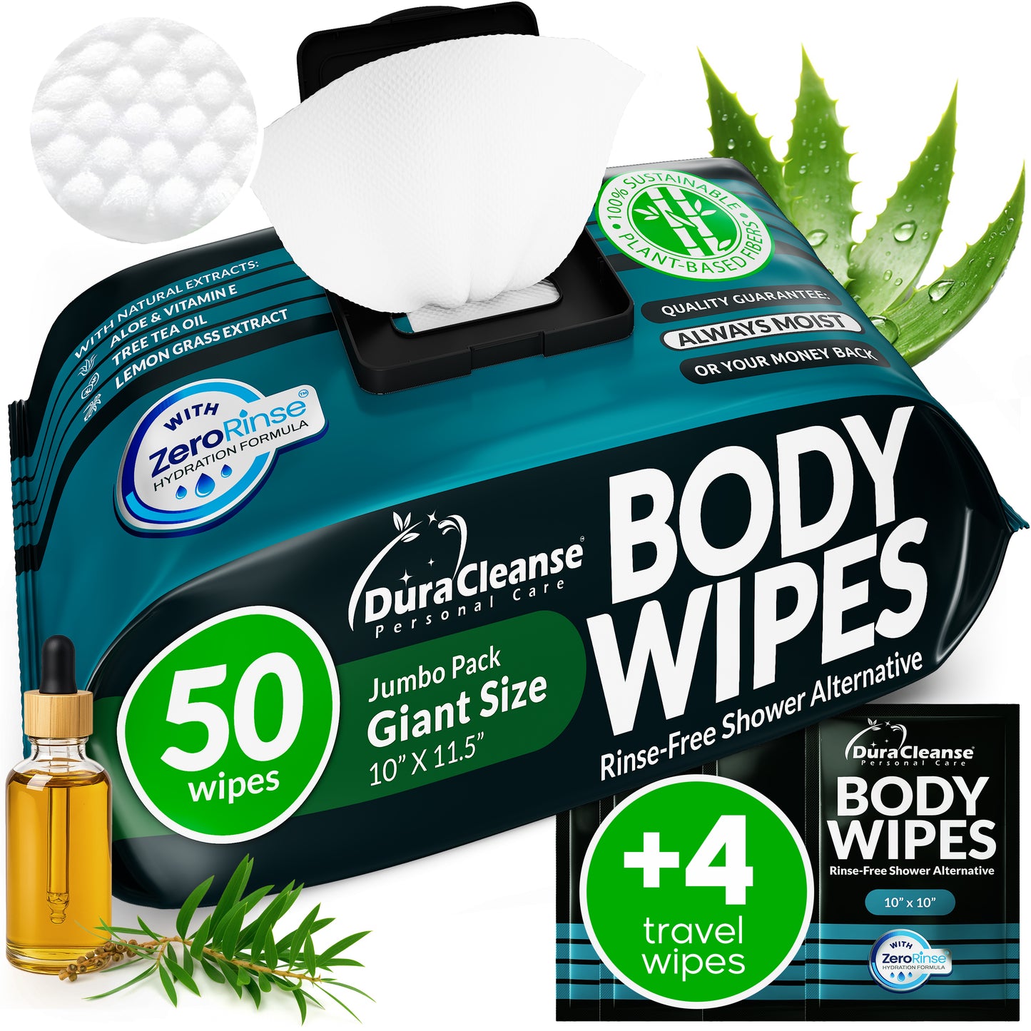 XL Men Body Wipes (9" x 12") + Travel Size Bonus