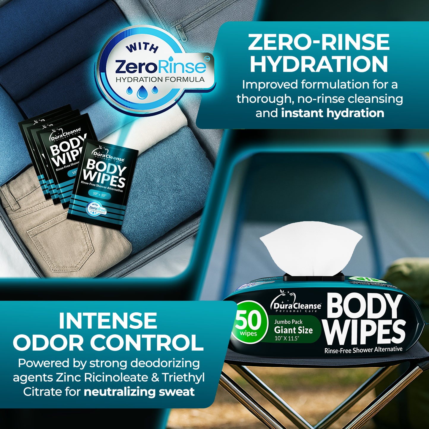 XL Men Body Wipes (9" x 12") + Travel Size Bonus