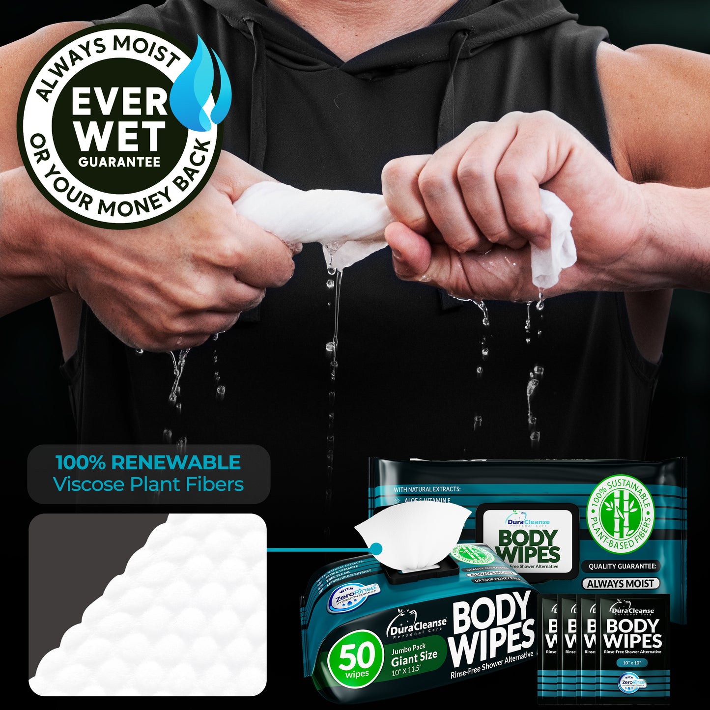 XL Men Body Wipes (9" x 12") + Travel Size Bonus