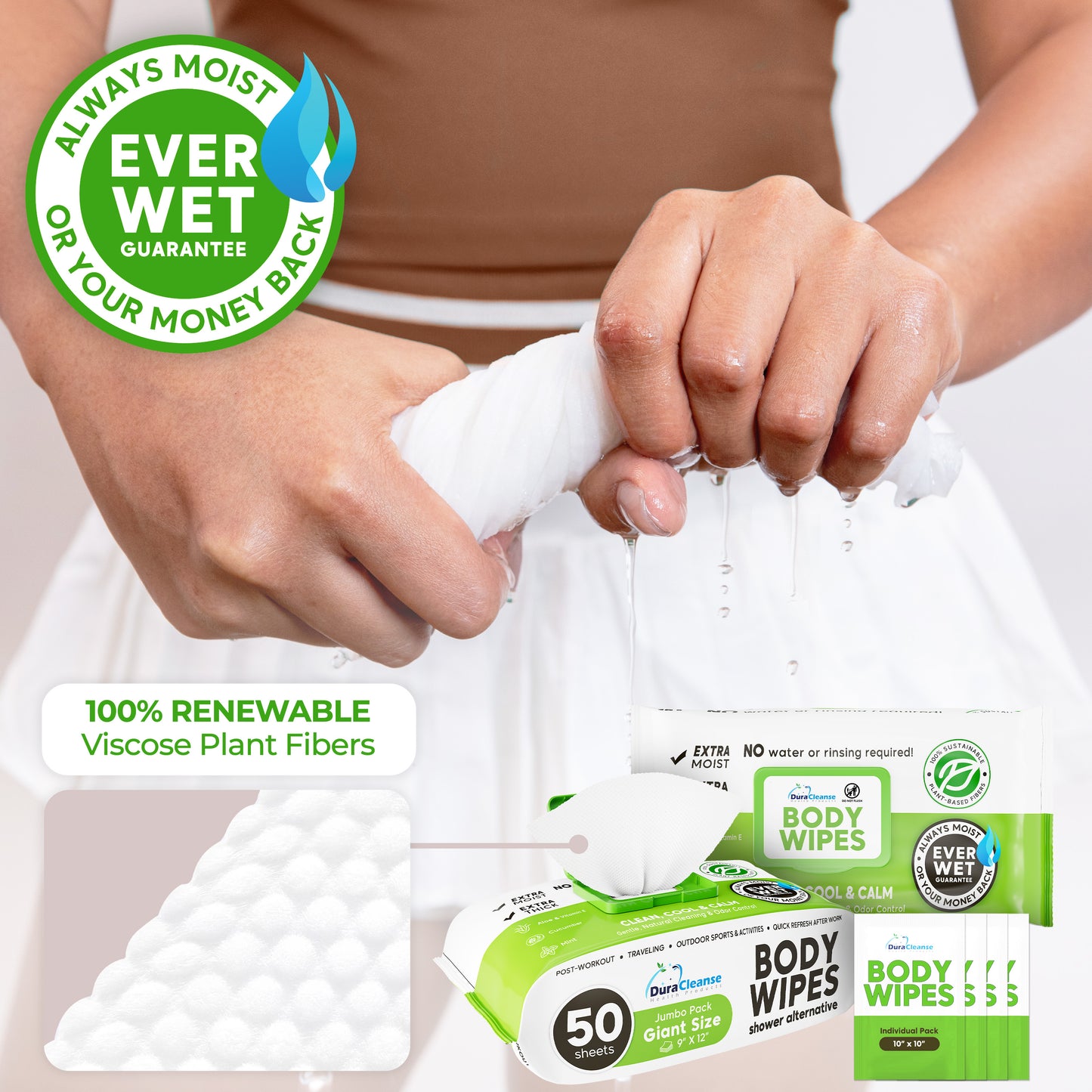 XL Women Body Wipes (9" x 12") + Travel Size Bonus