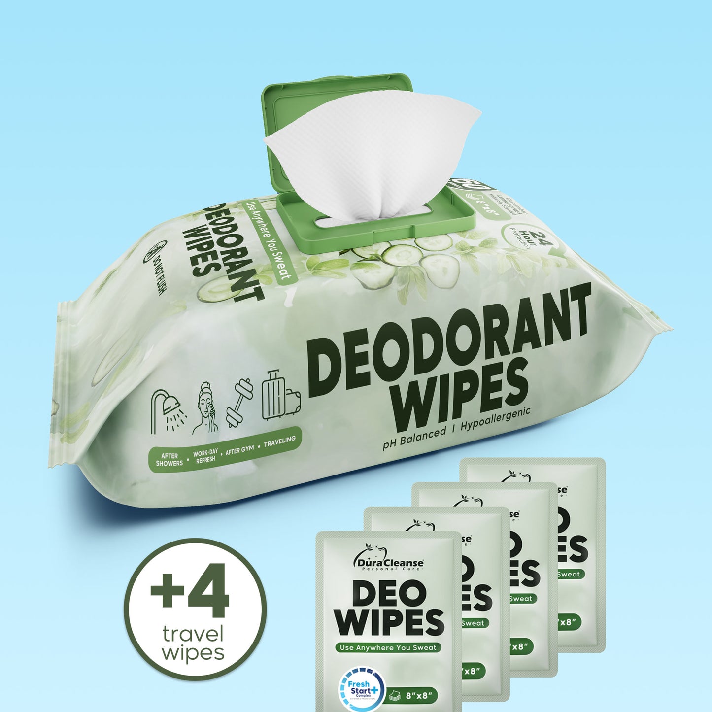 Deodorant Wipes for Women On-the-Go, 60 Count