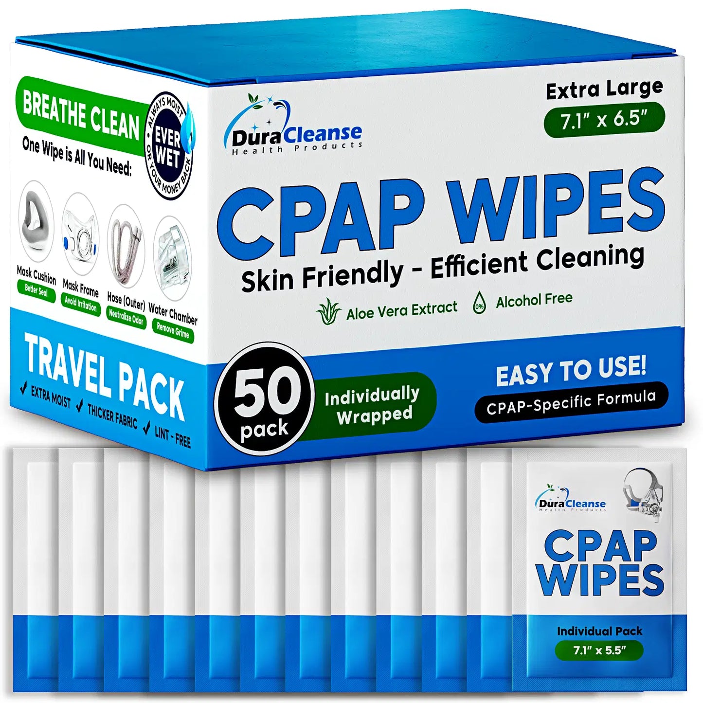 Sleep Mask Wipes - 50 Count Travel Wipes