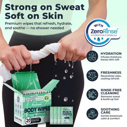 Women On-the-Go 20 Count Body Wipes (10" x 10") - Travel Size