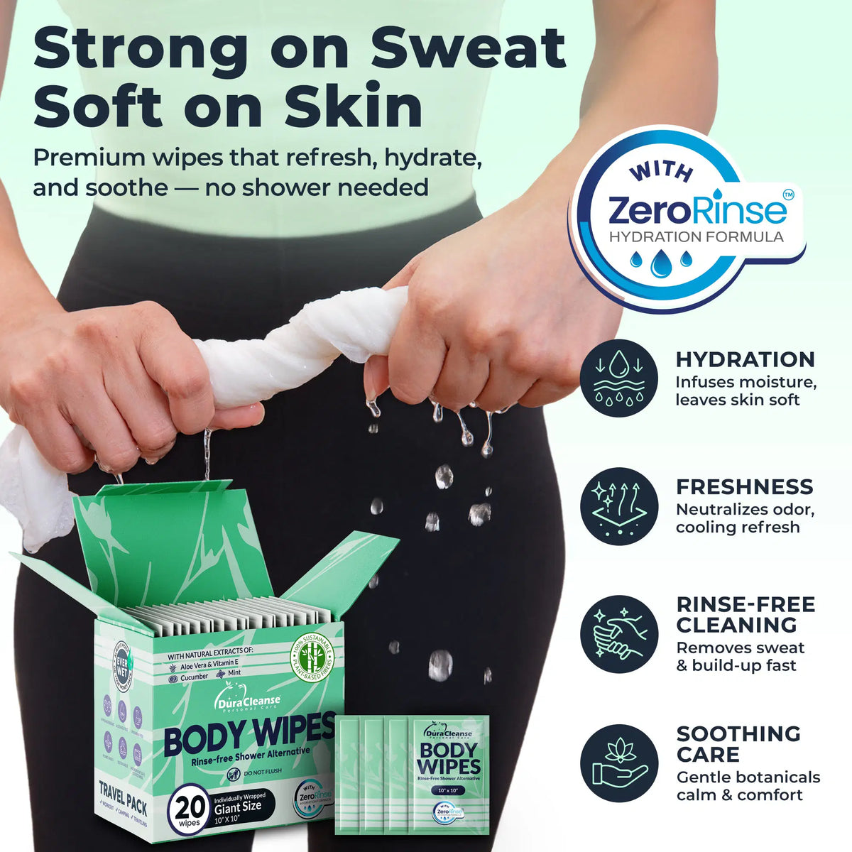 Sensitive Skin On-the-Go 20 Count Body Wipes (10" x 10") - Travel Size