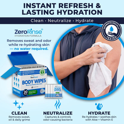 Everyday Clean On-the-Go 20 Count Body Wipes (10" x 10") - Travel Size