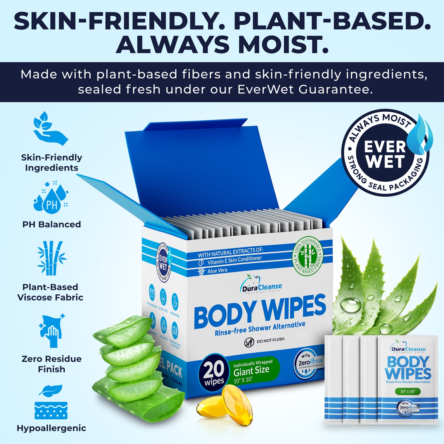 Universal On-the-Go 20 Count Body Wipes (10" x 10") - Travel Size