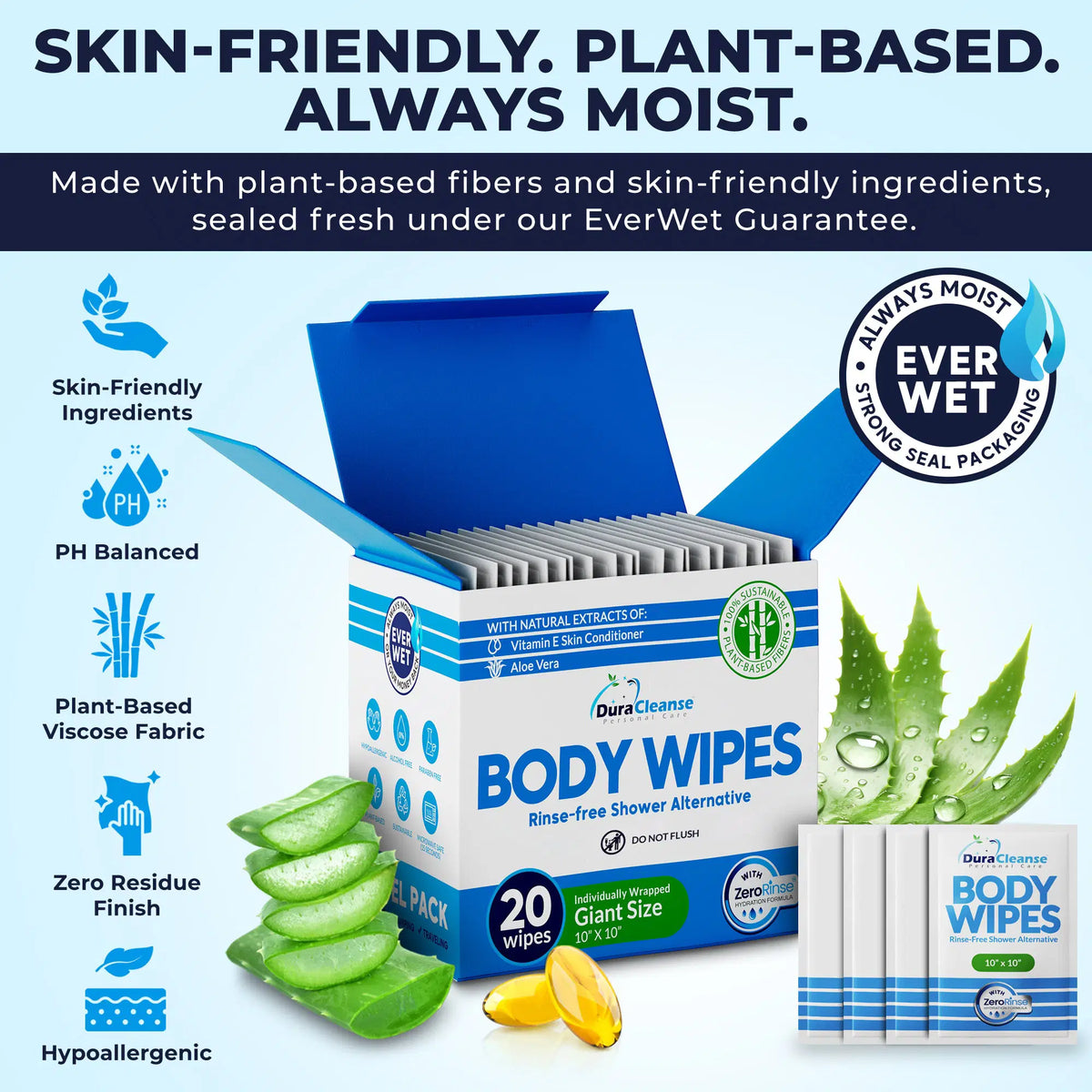 Everyday Clean On-the-Go 20 Count Body Wipes (10" x 10") - Travel Size