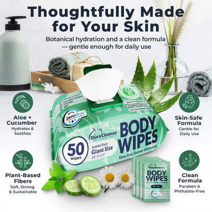 Sensitive Skin XL Body Wipes (10" x 11.5") + Travel Size Bonus