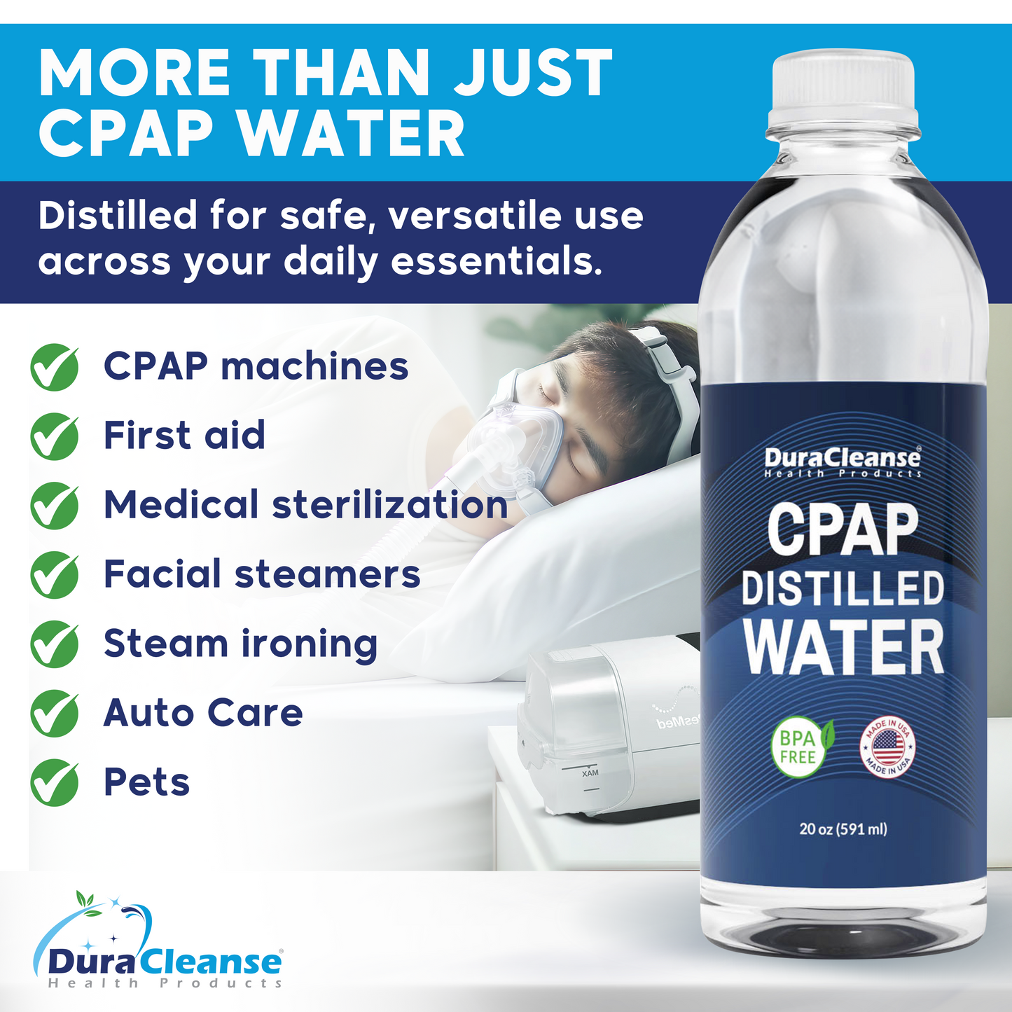 Distilled Water for CPAP Machines - Travel Size Bottles 20oz each