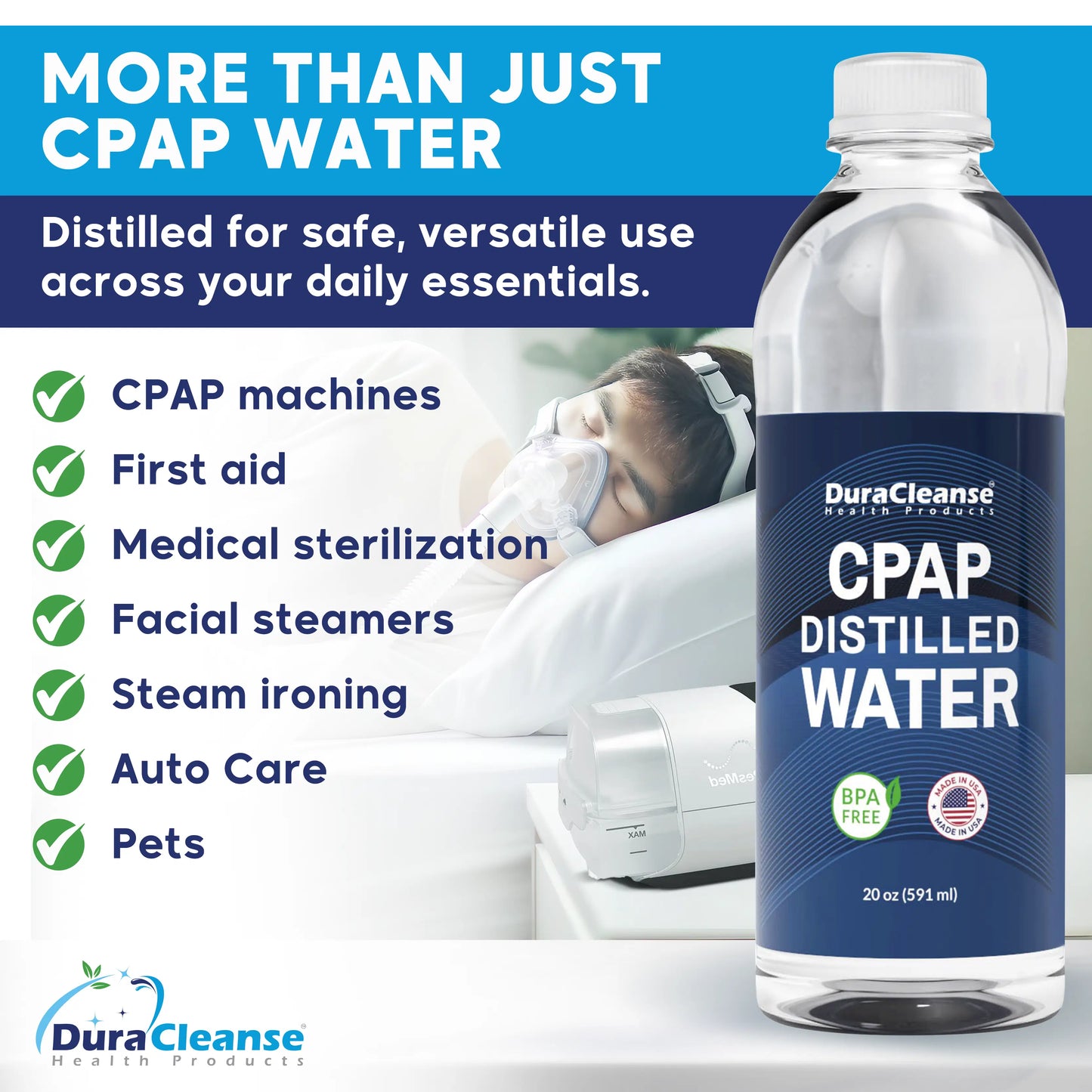 Distilled Water for CPAP Machines - Travel Size Bottles 20oz each