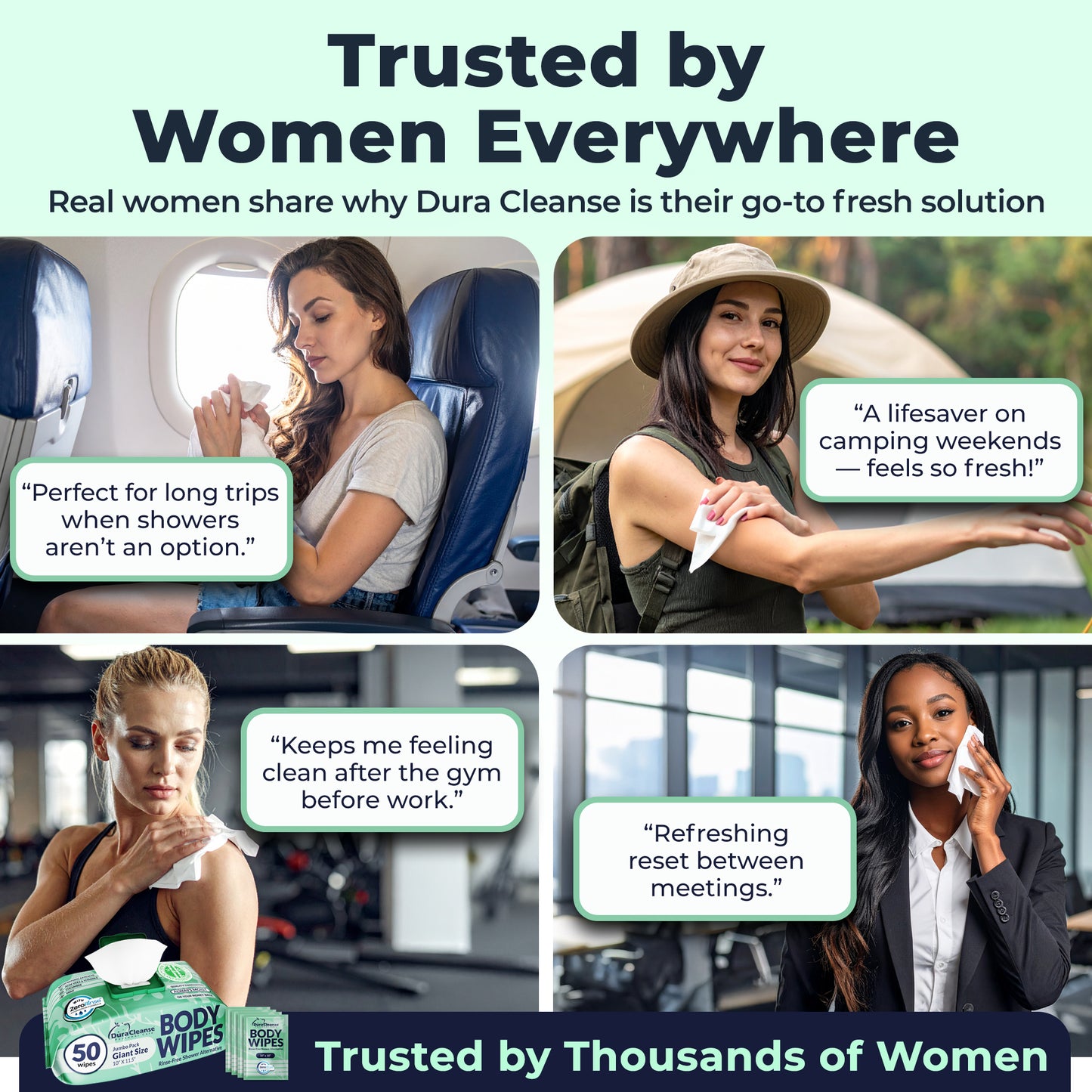 XL Women Body Wipes (10" x 11.5") + Travel Size Bonus