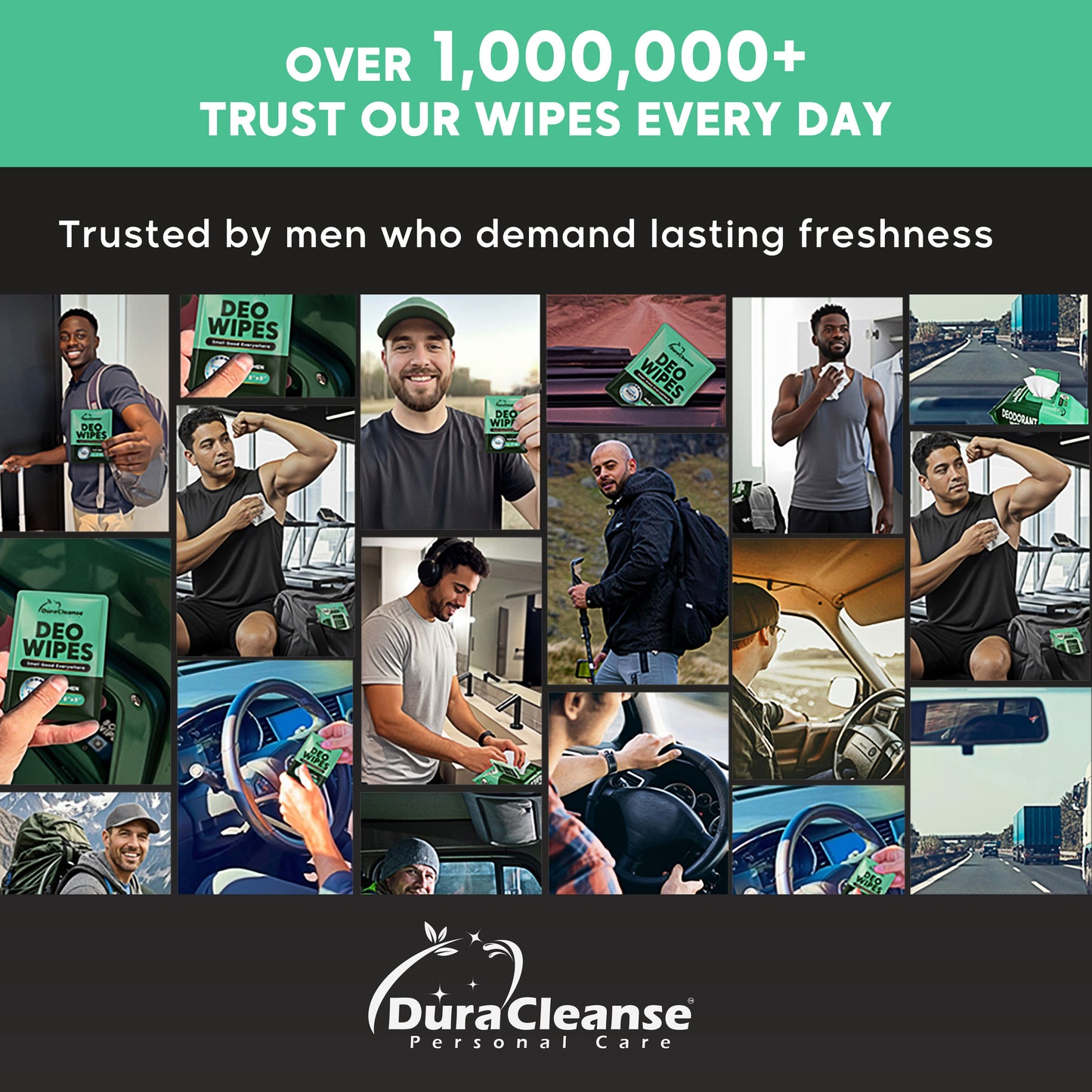 Deodorant Wipes for Men On-the-Go Fresh Scent Cleansing Wipes, 60 Count