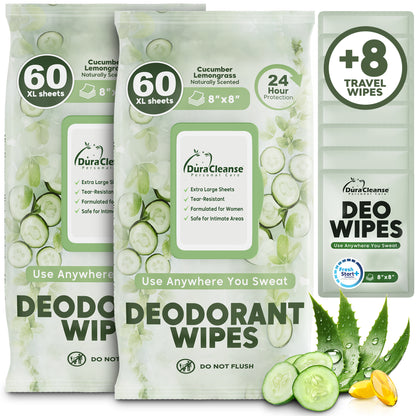 Deodorant Wipes for Women On-the-Go, 60 Count