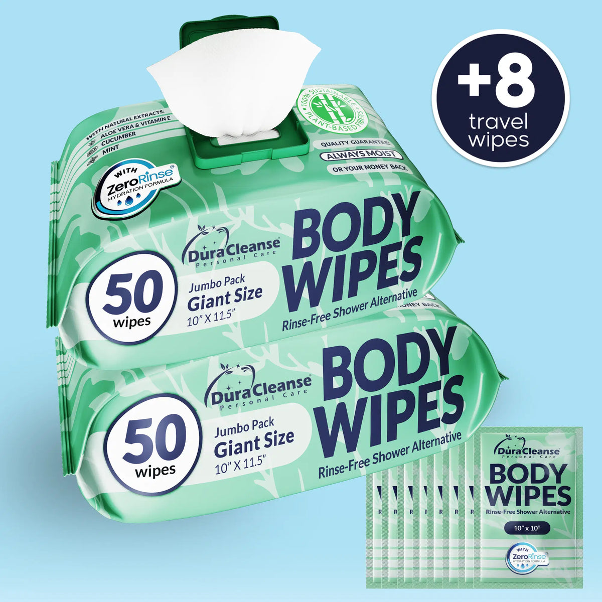 Sensitive Skin XL Body Wipes (10" x 11.5") + Travel Size Bonus