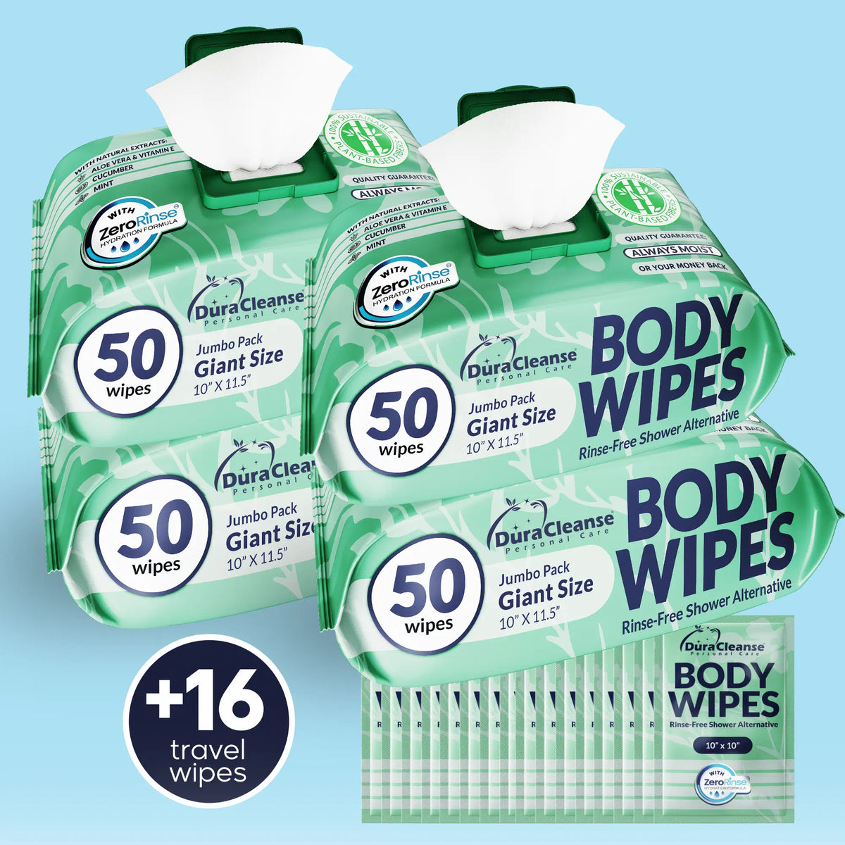 Sensitive Skin XL Body Wipes (10" x 11.5") + Travel Size Bonus