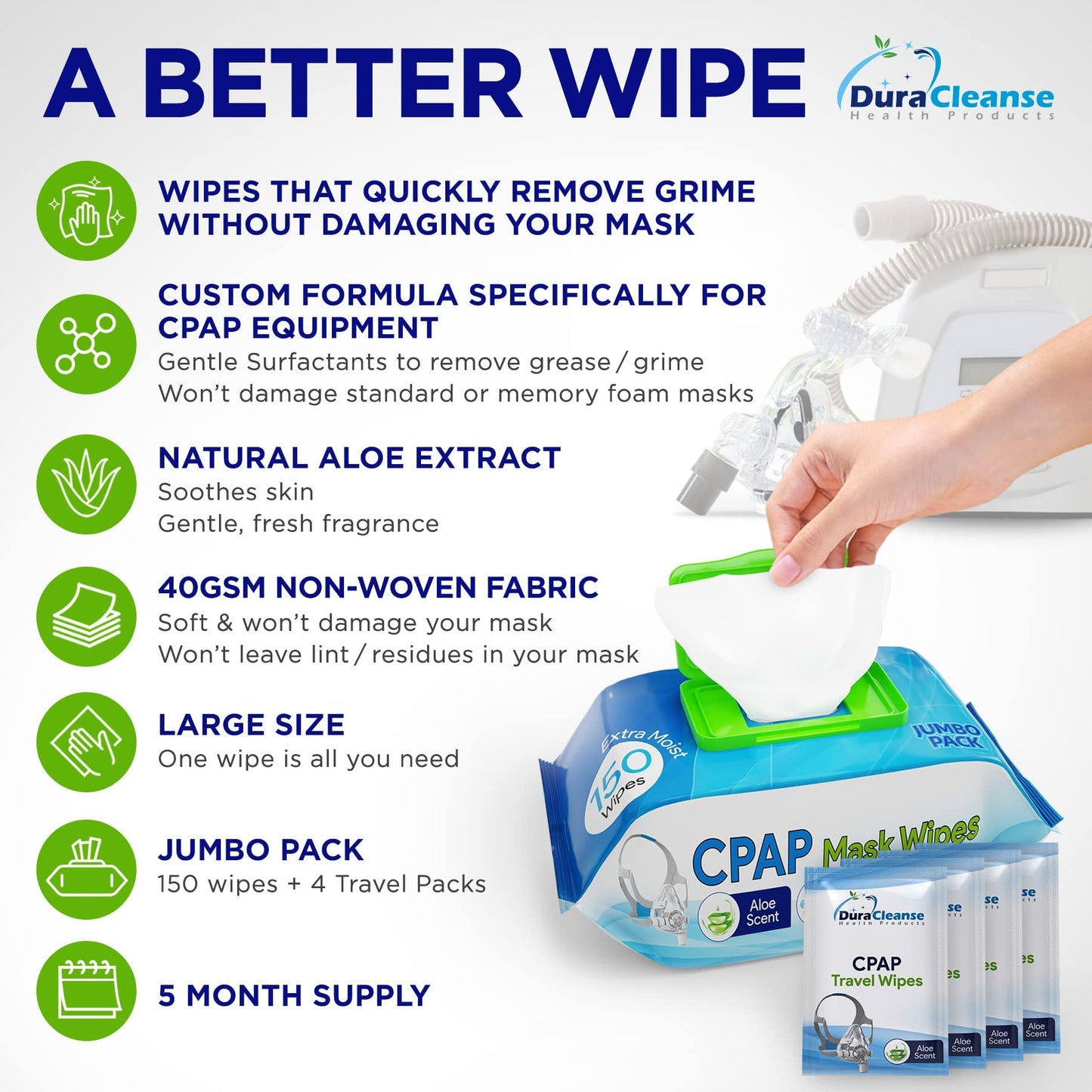 CPAP Mask Wipes - (Pack + Travel)