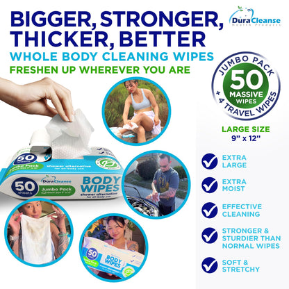 XL Universal Body Wipes (9" x 12") + Travel Size Bonus