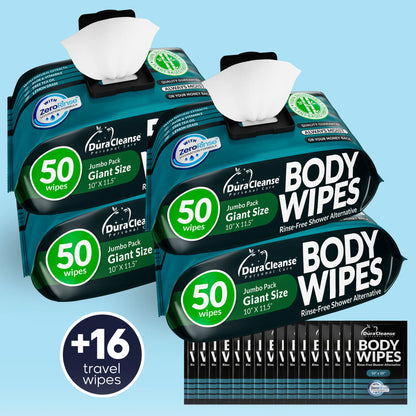 Maximum Cleaning Power XL Body Wipes (10" x 11.5") + Travel Size Bonus