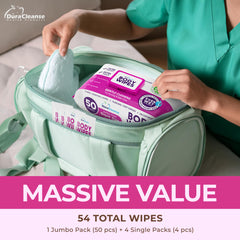 DuraCleanse XL Elderly Body Wipes (9" x 12") + Travel Size Wipes Bonus