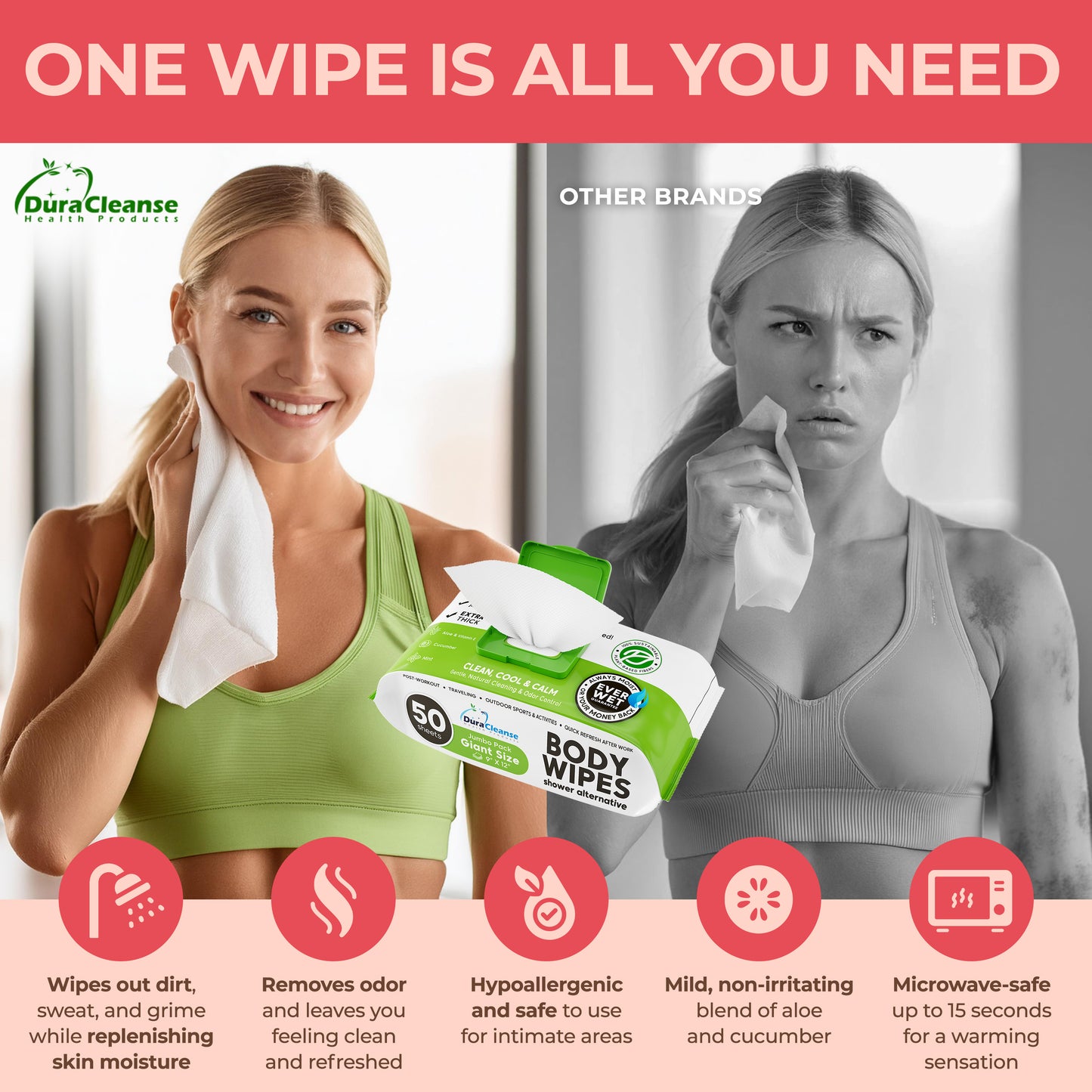 XL Women Body Wipes (9" x 12") + Travel Size Bonus