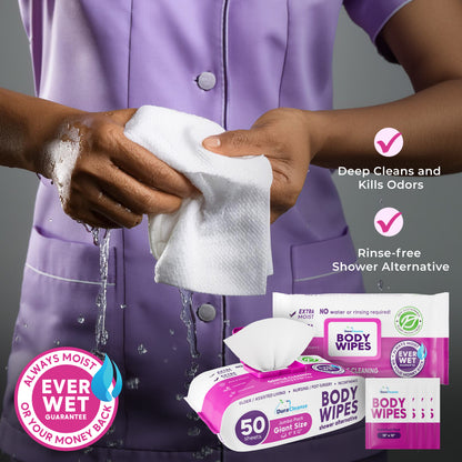 XL Elderly Body Wipes (9" x 12") + Travel Size Wipes Bonus