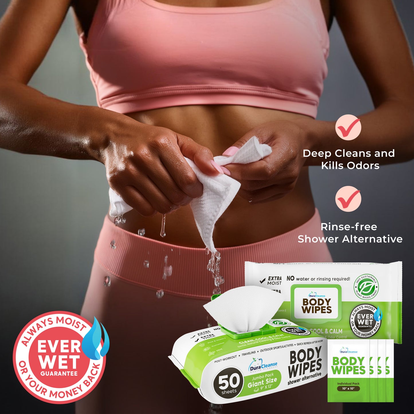 XL Women Body Wipes (9" x 12") + Travel Size Bonus