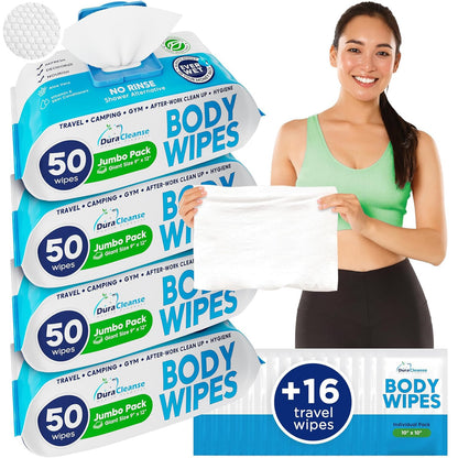 XL Universal Body Wipes (9" x 12") + Travel Size Bonus