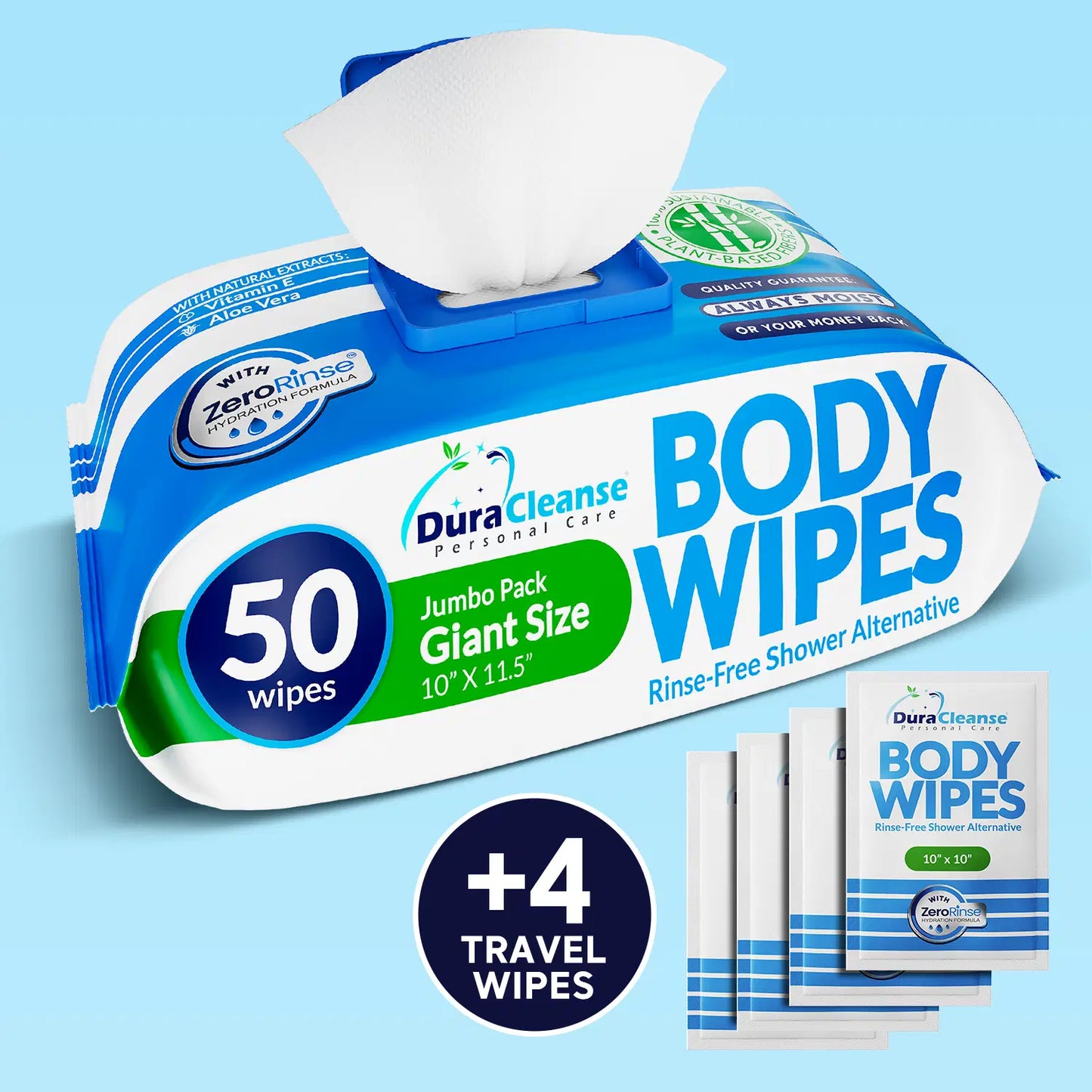 Everyday Clean XL Body Wipes (10" x 11.5") + Travel Size Bonus