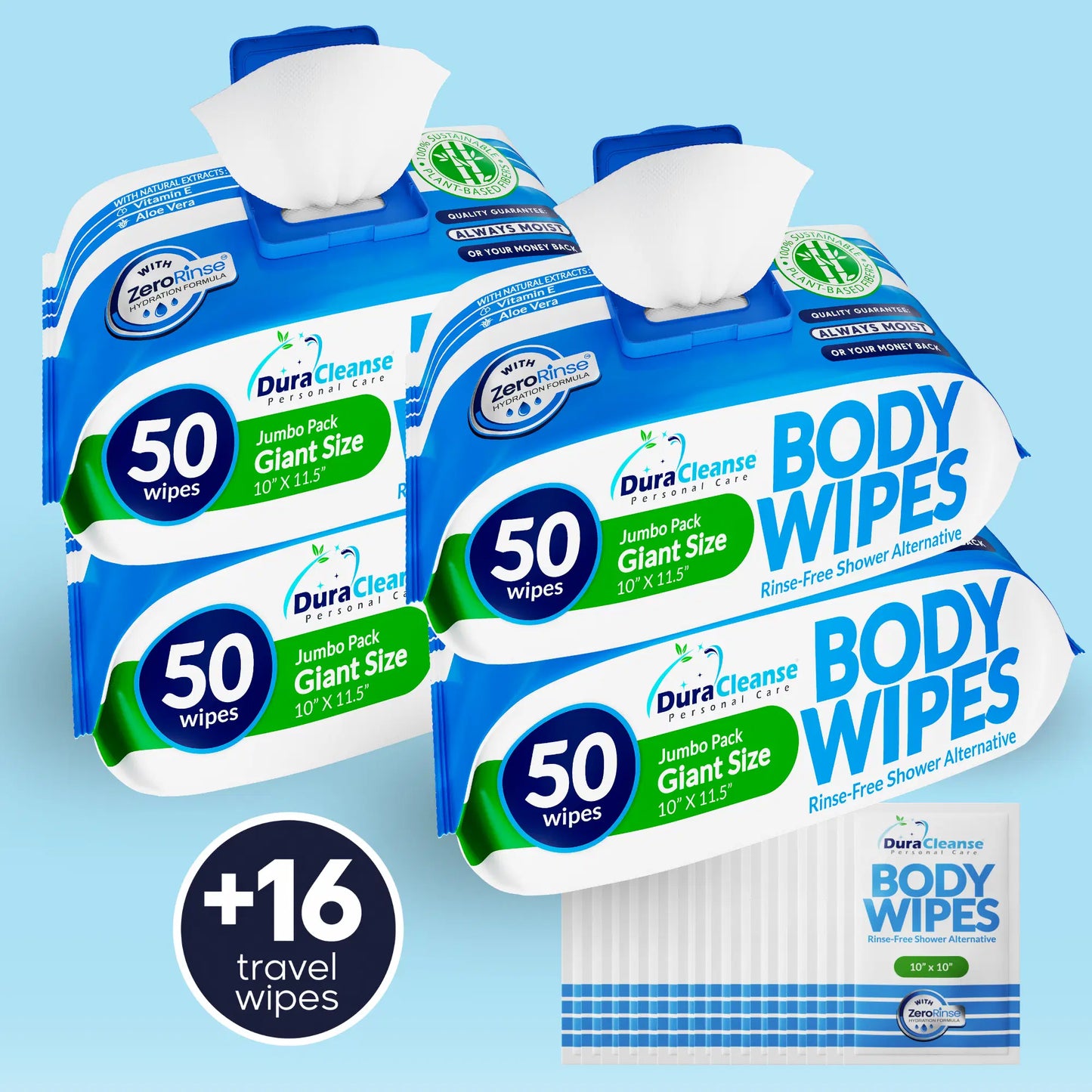 Everyday Clean XL Body Wipes (10" x 11.5") + Travel Size Bonus