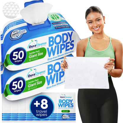 XL Universal Body Wipes (9" x 12") + Travel Size Bonus