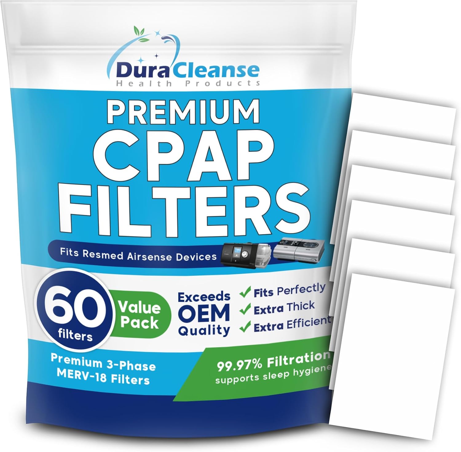 CPAP Filters - MERV 18 Ultra-Filtration - 60-Pack AirSense 10