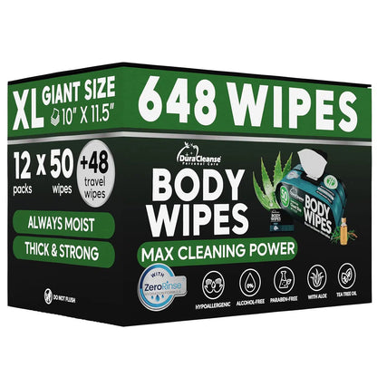 Maximum Cleaning Power XL Body Wipes (10" x 11.5") + Travel Size Bonus