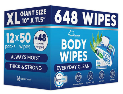 Everyday Clean XL Body Wipes (10" x 11.5") + Travel Size Bonus