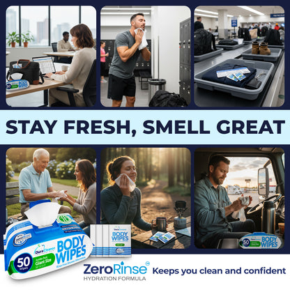 XL Universal Body Wipes (10" x 11.5") + Travel Size Bonus