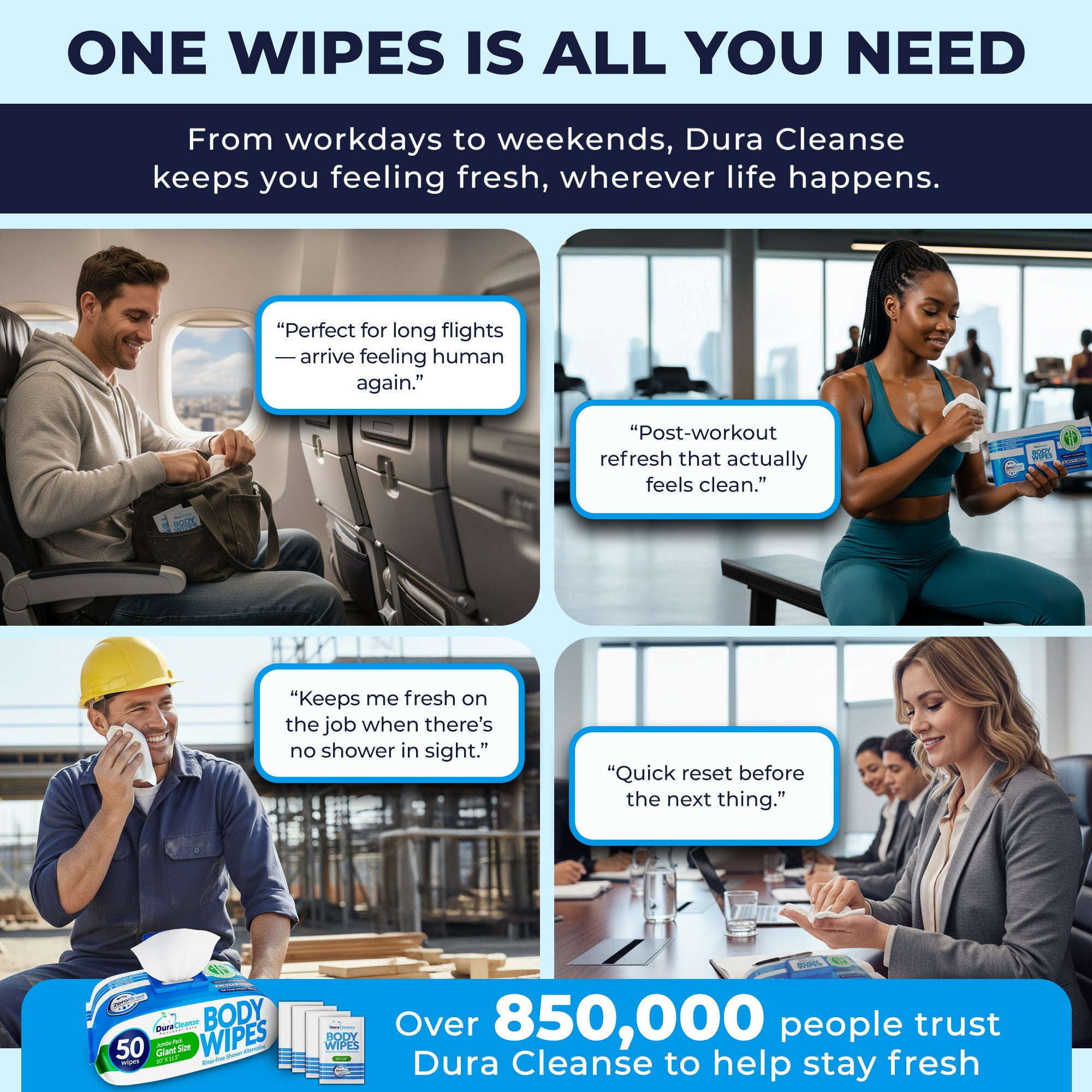 Everyday Clean XL Body Wipes (10" x 11.5") + Travel Size Bonus