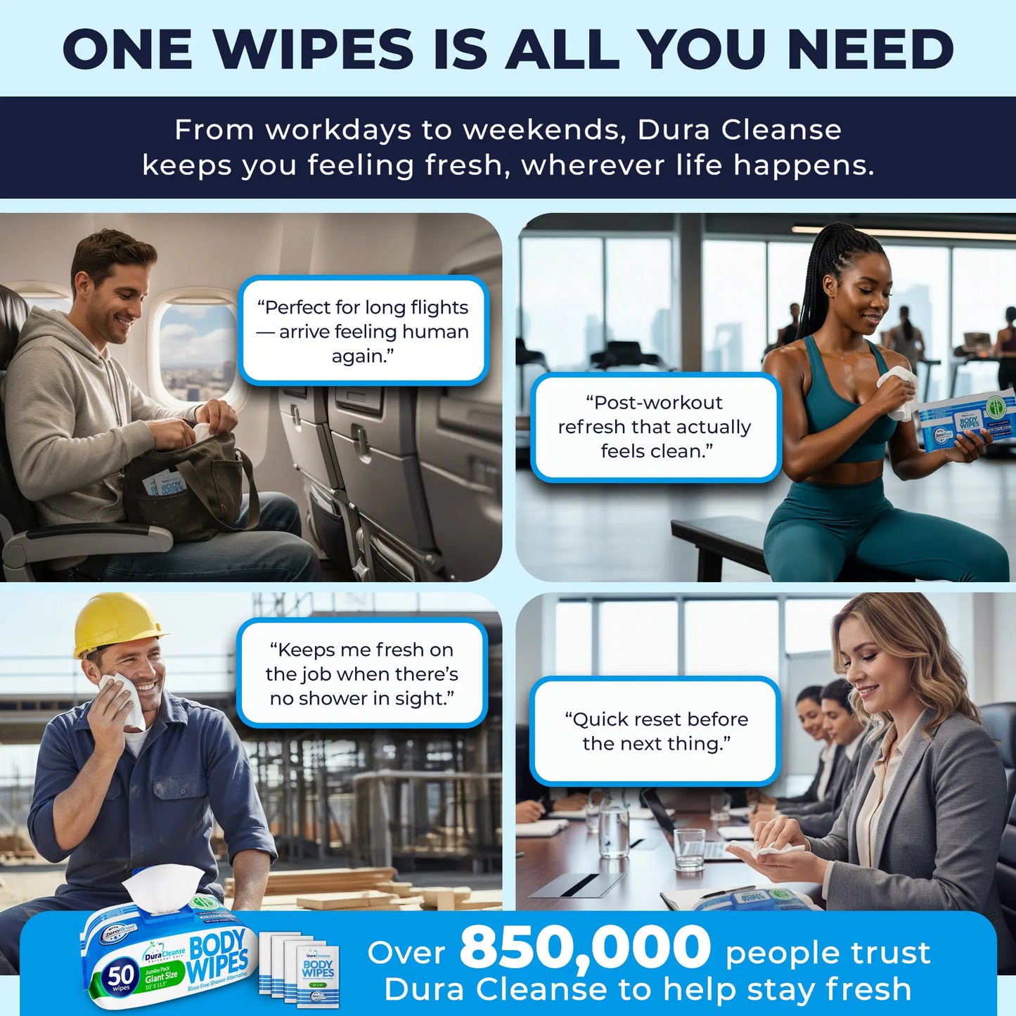 Everyday Clean XL Body Wipes (10" x 11.5") + Travel Size Bonus