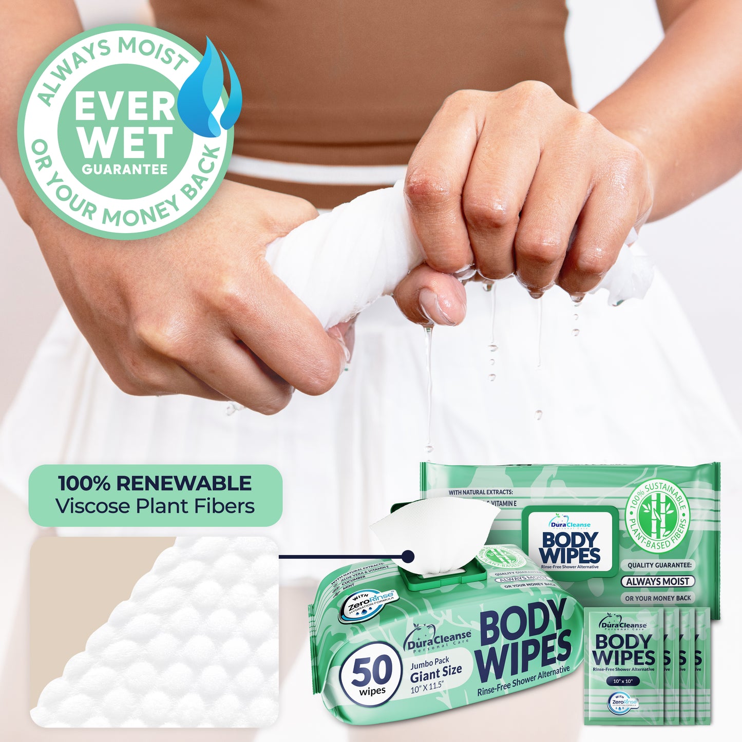 XL Women Body Wipes (9" x 12") + Travel Size Bonus
