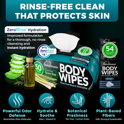 Maximum Cleaning Power On-the-Go 20 Count Body Wipes (10" x 10") - Travel Size