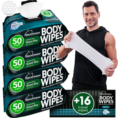 XL Men Body Wipes (9" x 12") + Travel Size Bonus