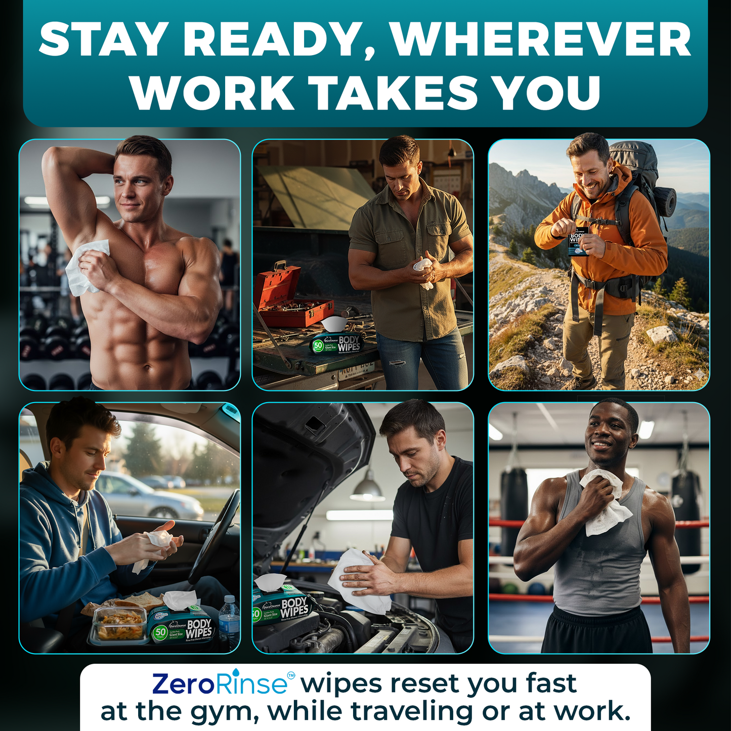 XL Men Body Wipes (9" x 12") + Travel Size Bonus