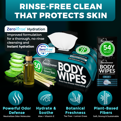 XL Men Body Wipes (9" x 12") + Travel Size Bonus