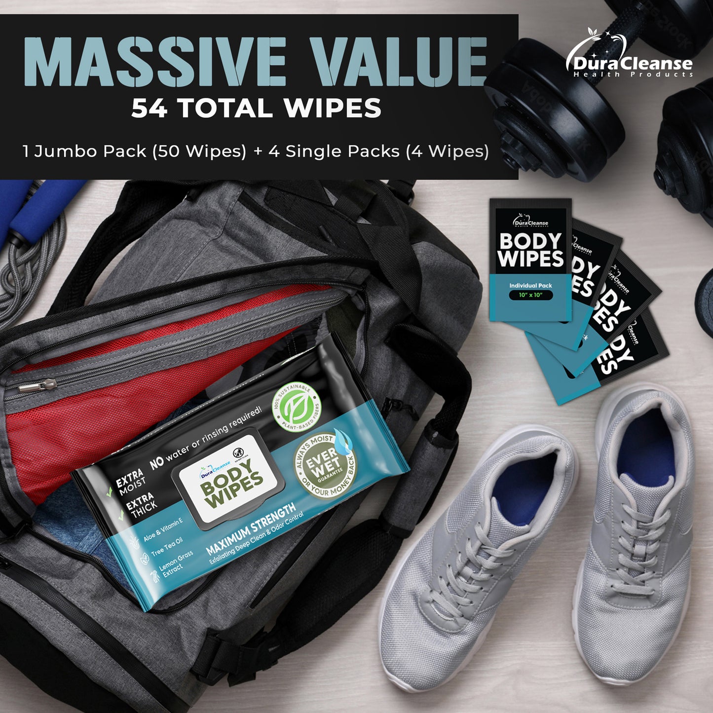 XL Men Body Wipes (9" x 12") + Travel Size Bonus