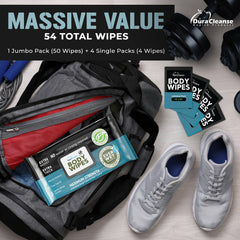 DuraCleanse XL Men Body Wipes (9" x 12") + Travel Size Bonus