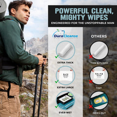 DuraCleanse XL Men Body Wipes (9" x 12") + Travel Size Bonus