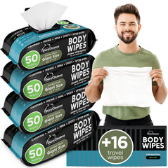 DuraCleanse XL Men Body Wipes (9" x 12") + Travel Size Bonus