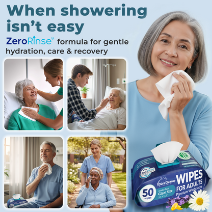 XL Adult Body Wipes (10" x 11.5") + Travel Size Wipes Bonus
