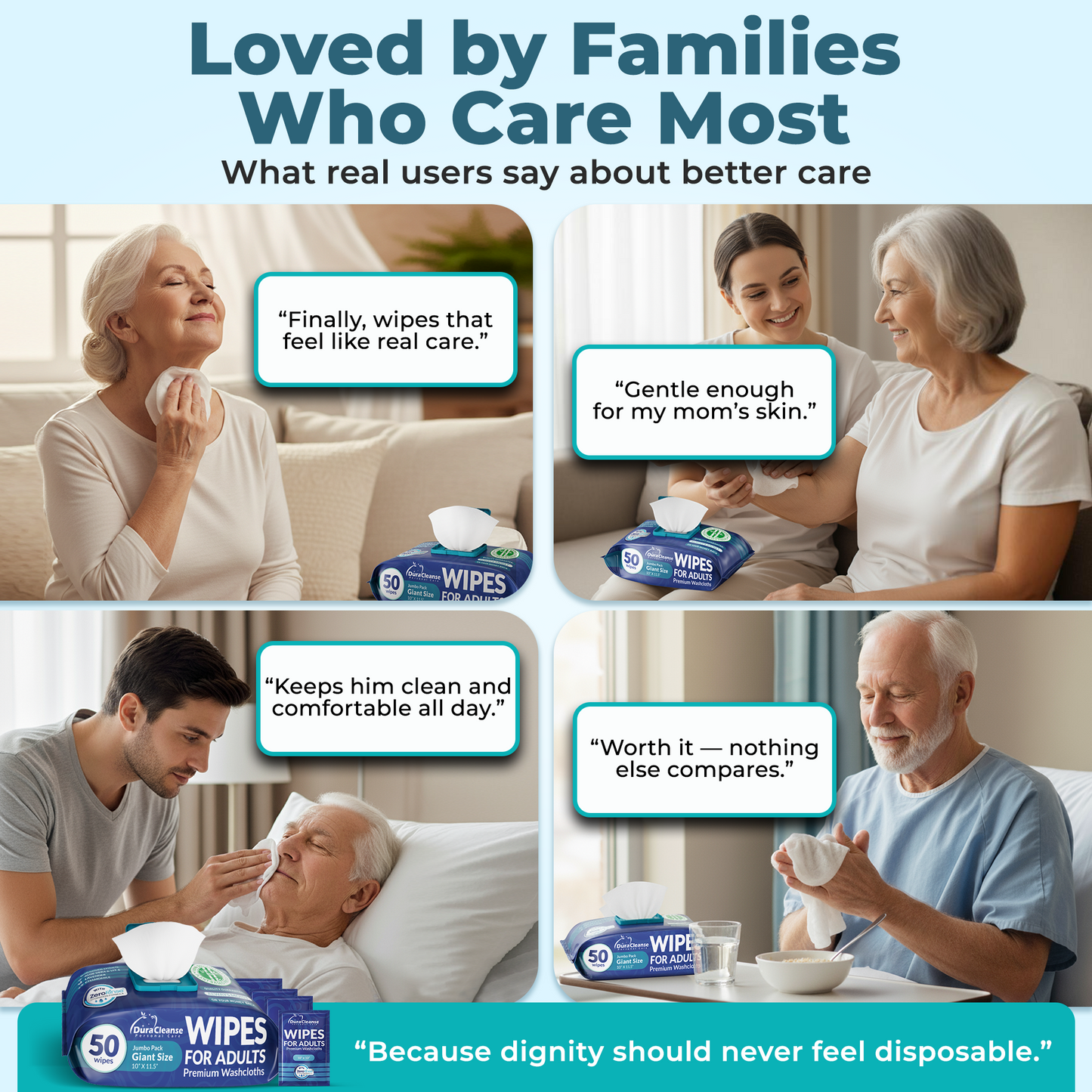 XL Adult Body Wipes (10" x 11.5") + Travel Size Wipes Bonus