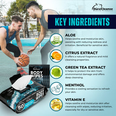 DuraCleanse XL Young Men Body Wipes + Travel Size Bonus