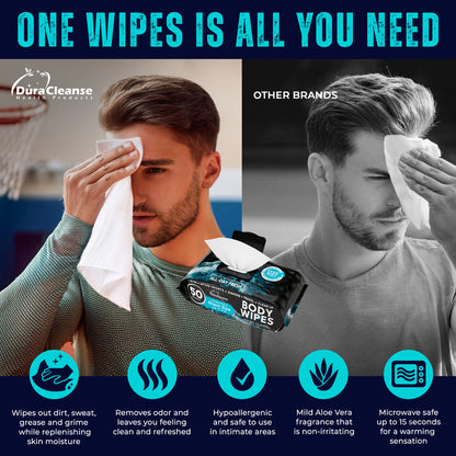 XL Young Men Body Wipes + Travel Size Bonus